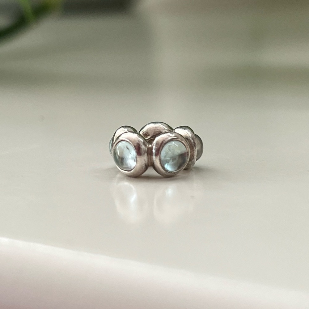 VERY RARE Pandora Seaside Kiss Blue Topaz Cabochon Charm, ALE 925